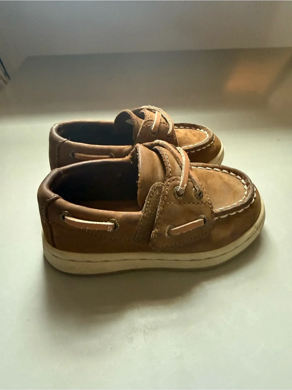 Sperry Kids Tan Brown Leather Boat Shoes